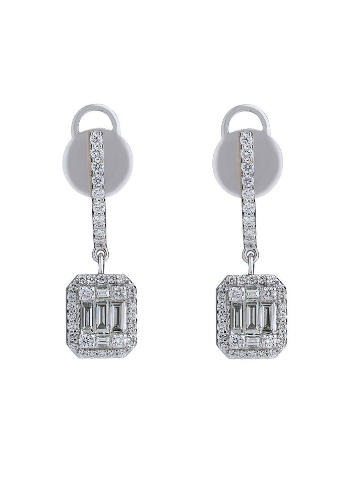 Flip Emerald Cut Diamond Earrings