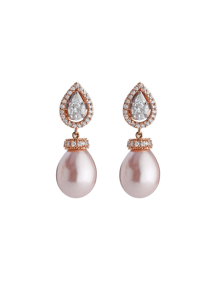 Rosy Pearl Diamond Earrings