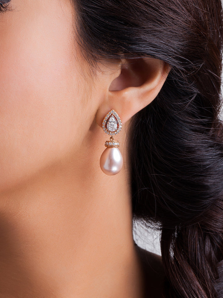 Rosy Pearl Diamond Earrings