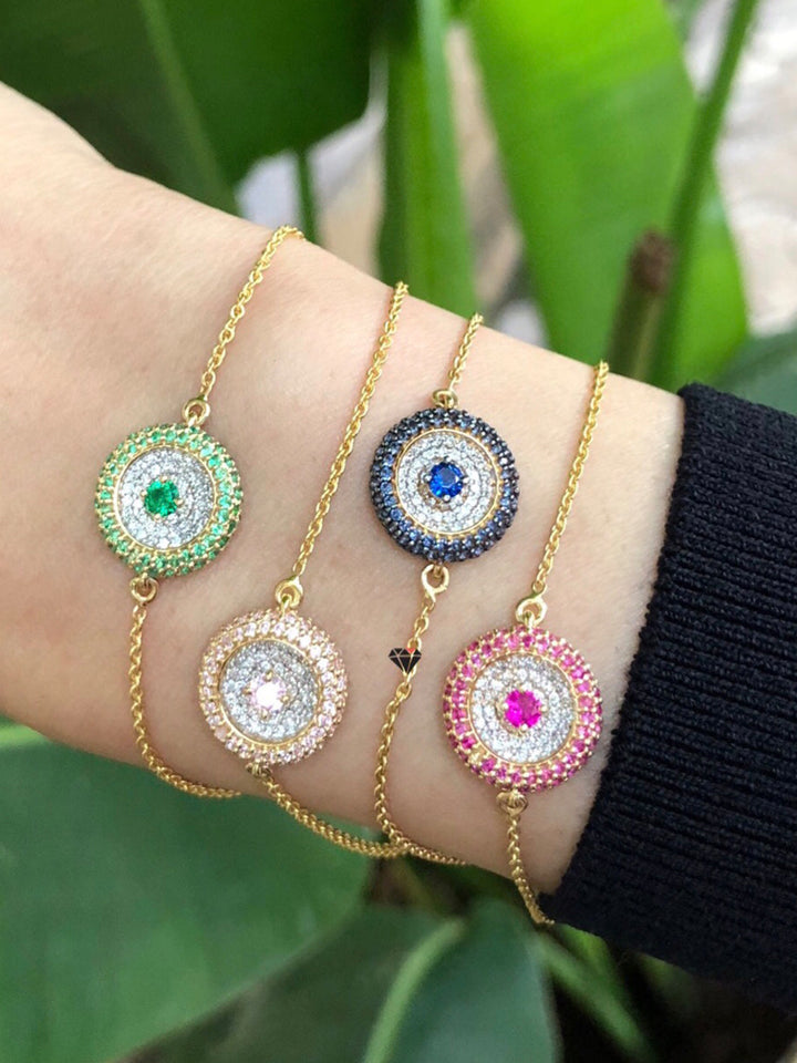Green 'O' Evil Eye Bracelet