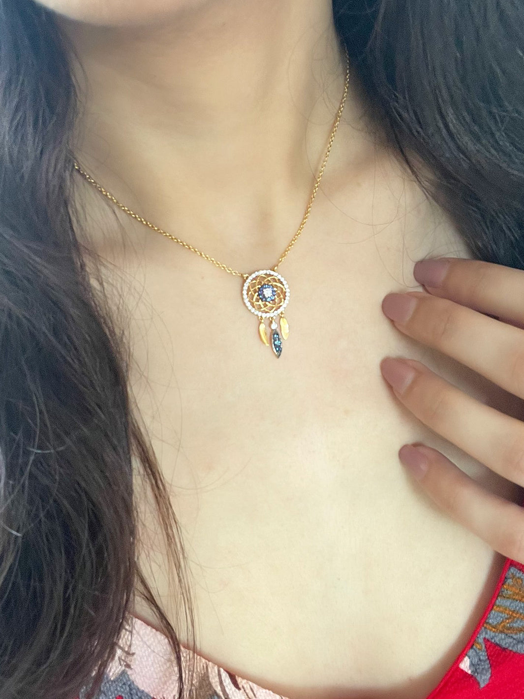 Navy Dream Catcher Necklace