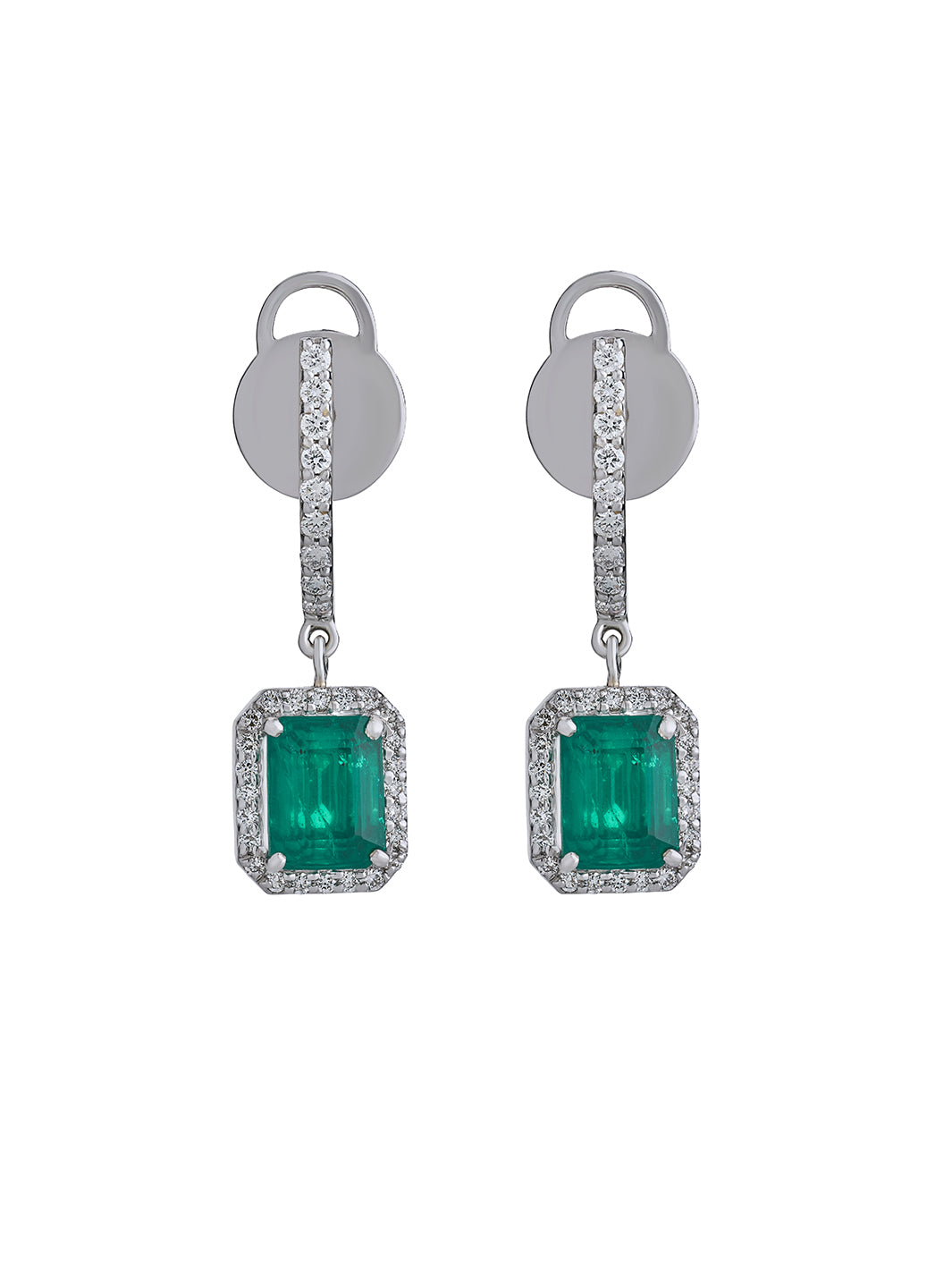 Flip Emerald Cut Diamond Earrings