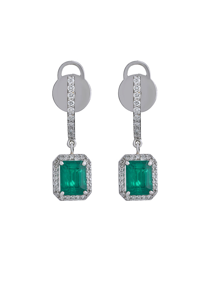 Flip Emerald Cut Diamond Earrings
