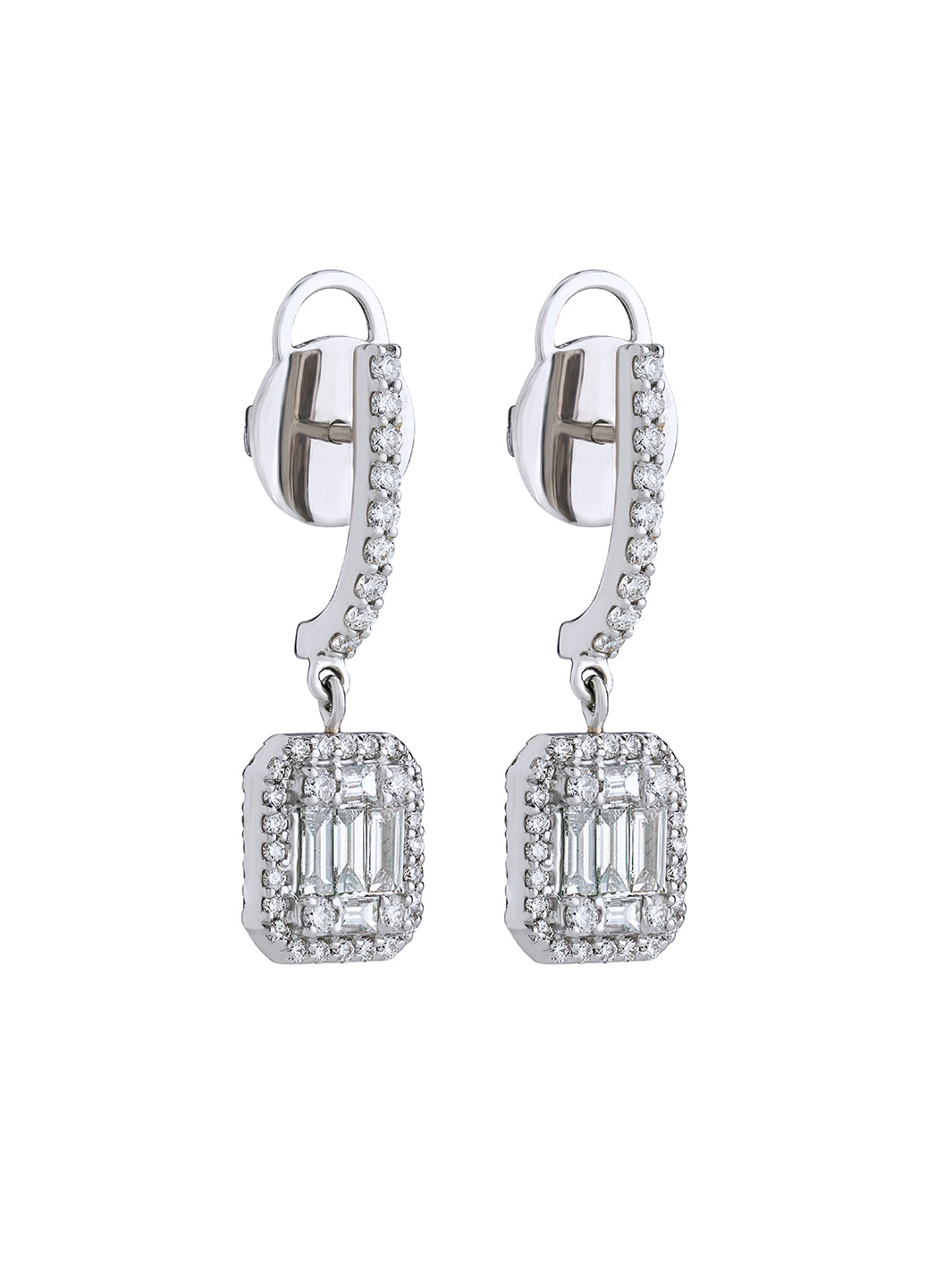 Flip Emerald Cut Diamond Earrings
