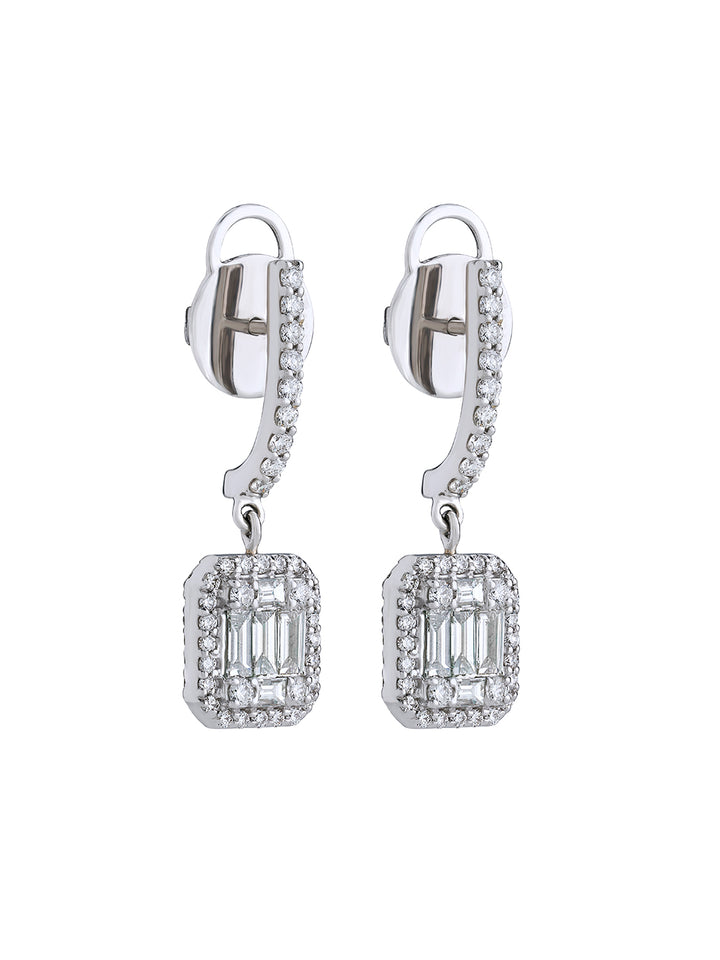 Flip Emerald Cut Diamond Earrings