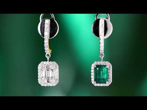 Flip Emerald Cut Diamond Earrings